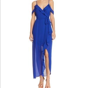 Bardot Lalia Asymmetrical Cold Shoulder Dress Blue